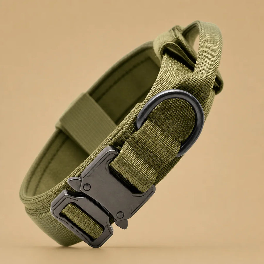 Collier tactique chien - Nylon militaire poignée métal M à XL