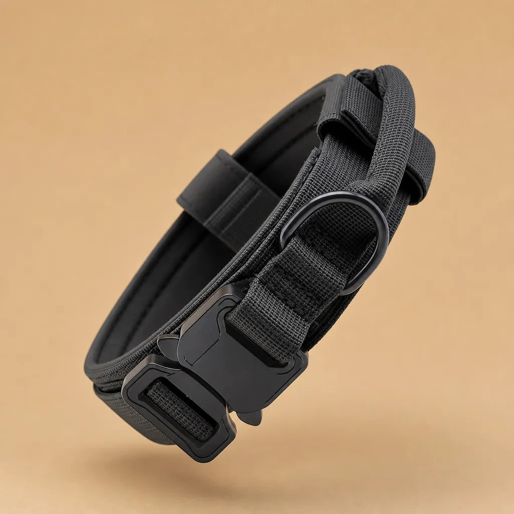 Collier tactique chien - Nylon militaire poignée métal M à XL