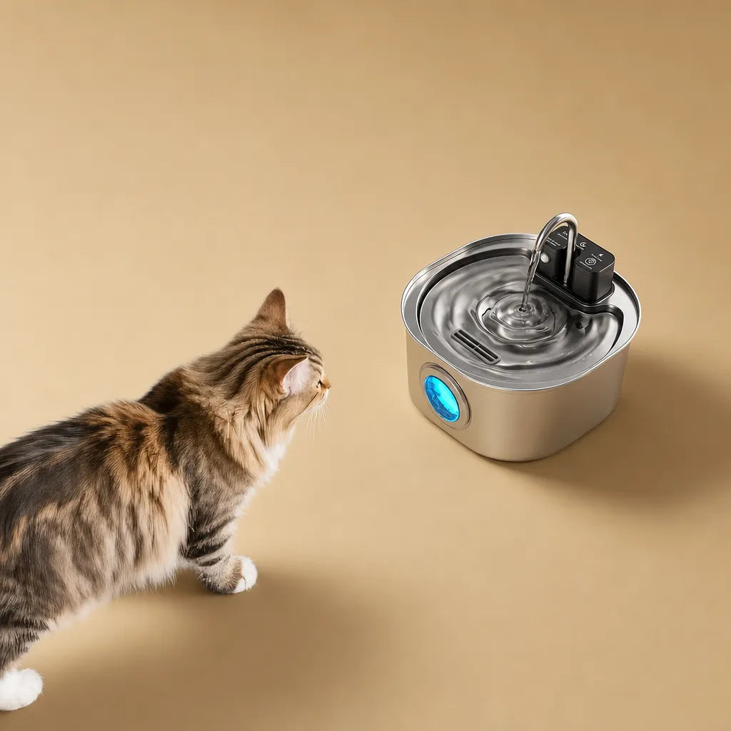 Fontaine à eau pour chien inox automatique - Capteur 3,2 L