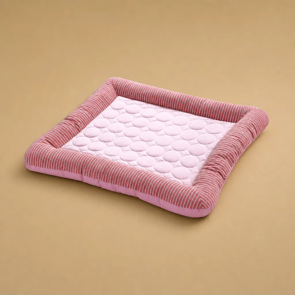 Coussin rafraichissant chien en coton - Rebords moelleux été