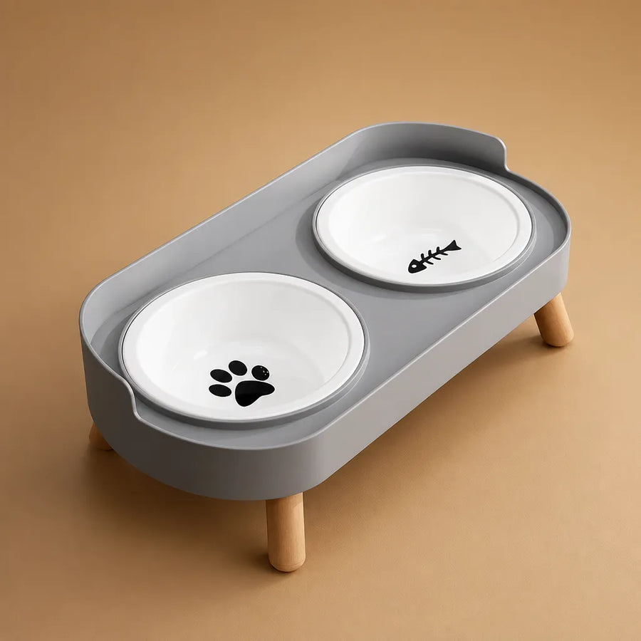 Gamelle haute pour chien - Double bol surélevé acier ou céramique