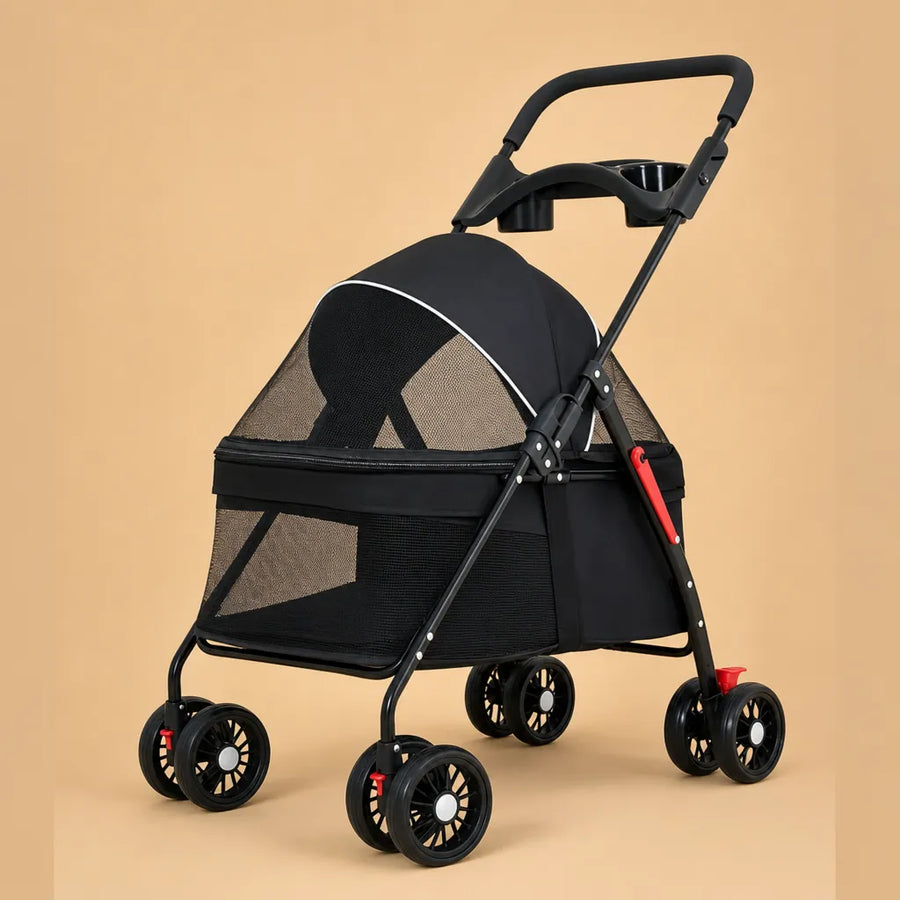 Poussette chien légère pliable - Jusqu'à 15 kg 4 roues