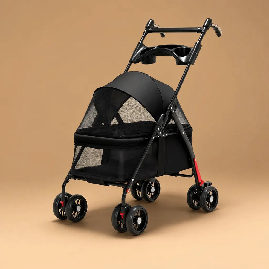 Poussette chien légère pliable - Jusqu'à 15 kg 4 roues