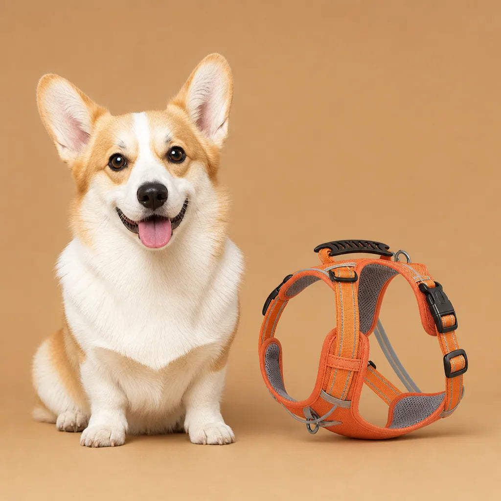 Harnais réglable chien - Anti traction réfléchissant XS au XL
