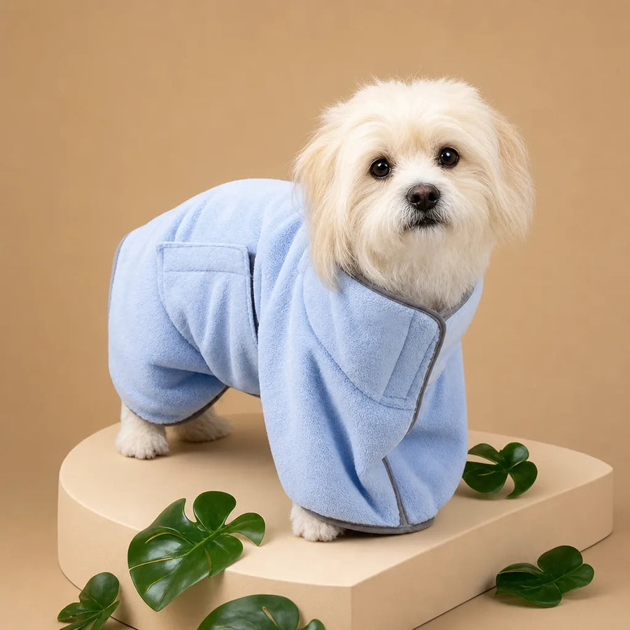 Peignoir chien ultra absorbant - microfibre 2 en 1 séchage