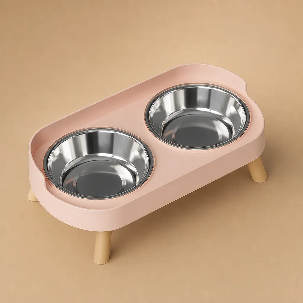 Gamelle haute pour chien - Double bol surélevé acier ou céramique