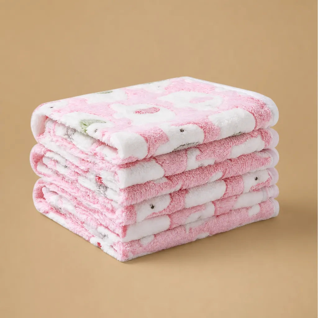 Plaid pour chien en coral fleece - Motif pattes et éléphants