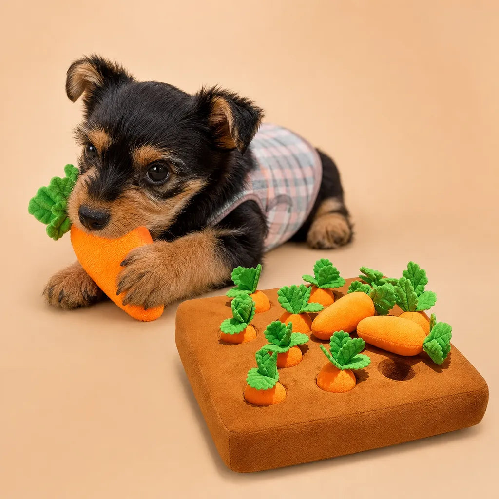 Jouet carotte chien - Tapis de fouille peluche interactif 3 tailles