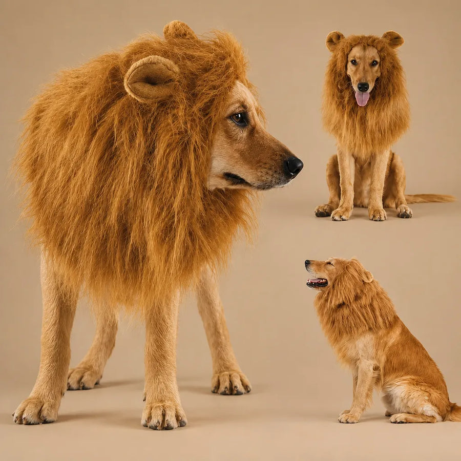 Crinière de lion pour chien - Perruque réaliste et ajustable