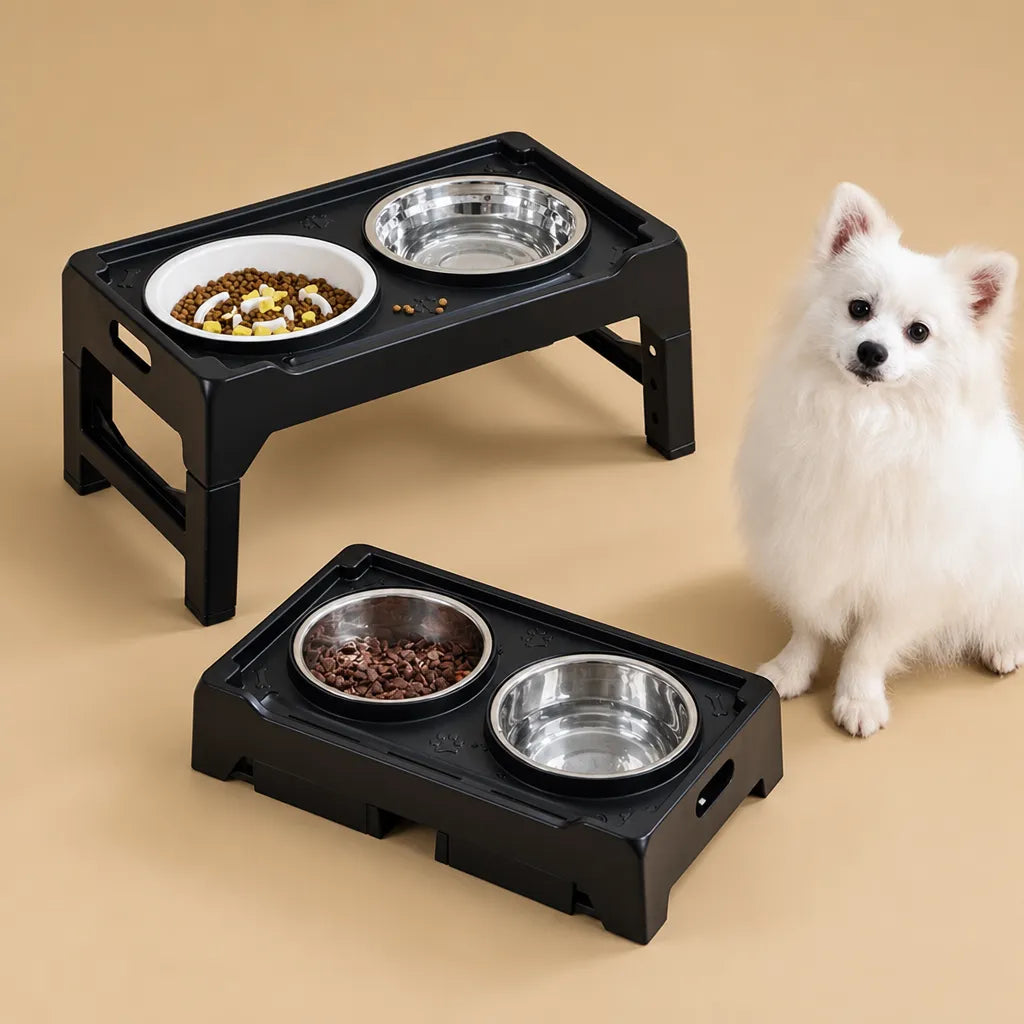 Bol surélevé pour chien réglable - Double inox 4 hauteurs