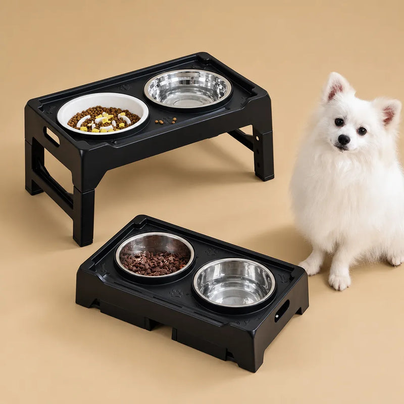 Bol surélevé pour chien réglable - Double inox 4 hauteurs