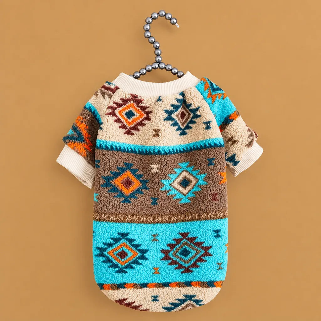Pull chien hiver ethnique en peluche - XS à XXL