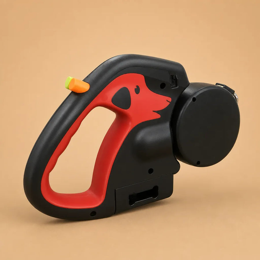 Laisse pour 2 chiens rétractable 3m - Lampe & sacs inclus