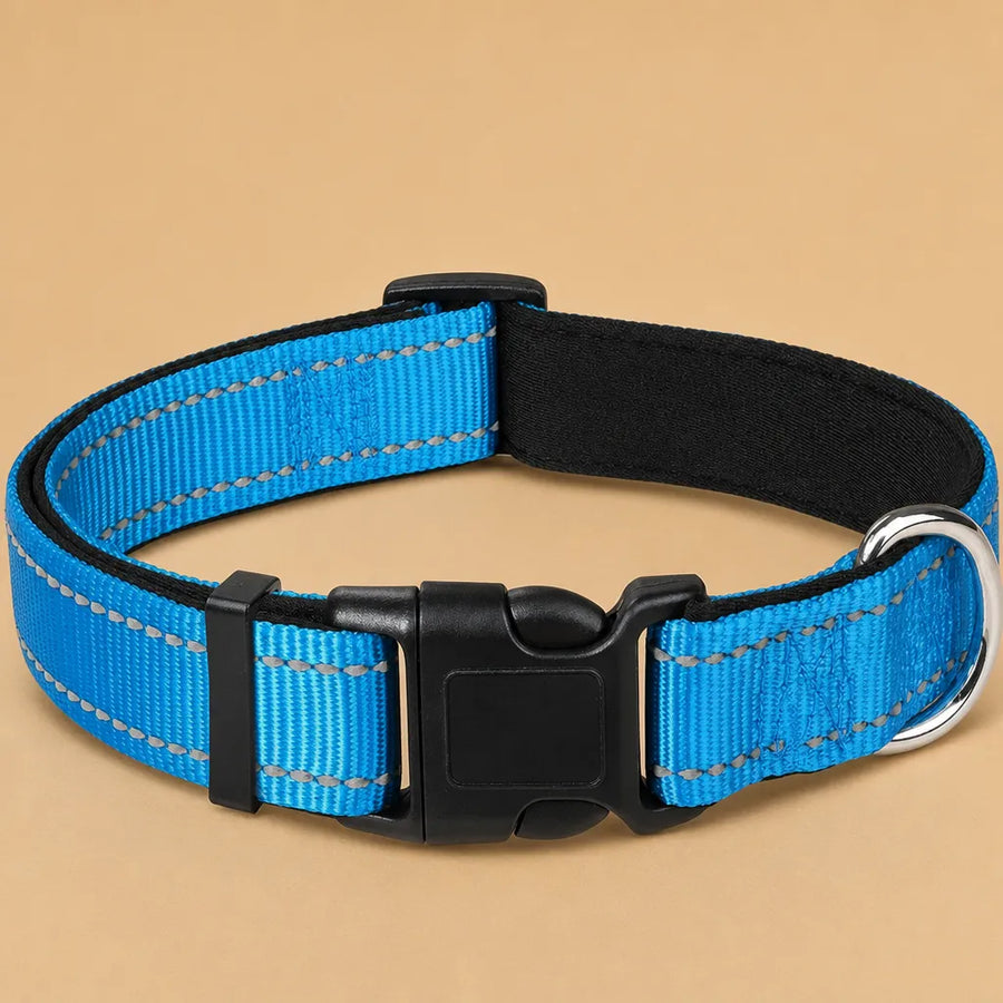 Collier chien réfléchissant - Nylon rembourré S à XL 14 coloris