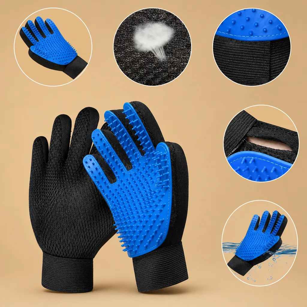 Brosse chien gant en silicone - Massage, bain et déshedding