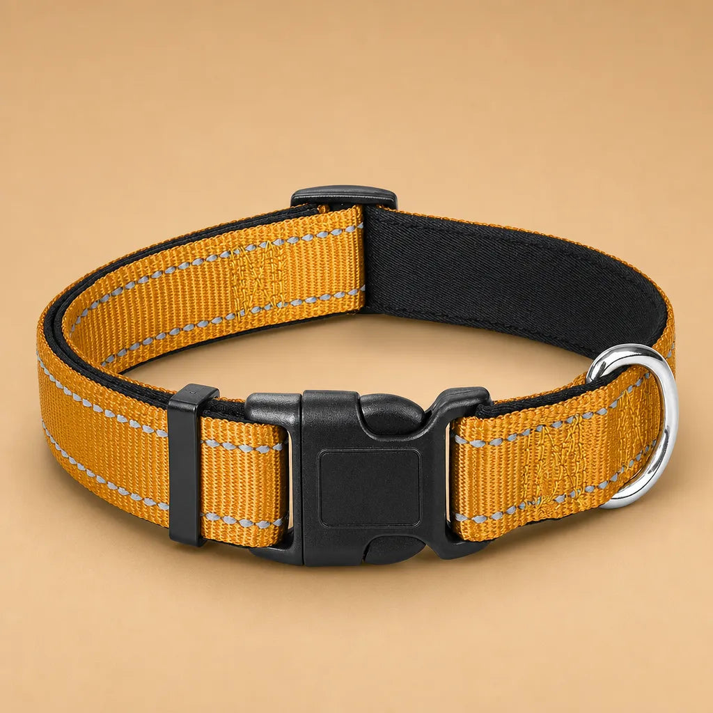 Collier chien réfléchissant - Nylon rembourré S à XL 14 coloris