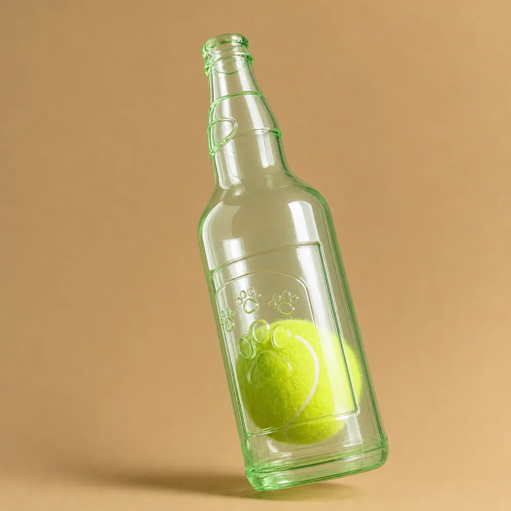 Jouet bouteille chien silicone - Balle tennis intégrée 2 tailles
