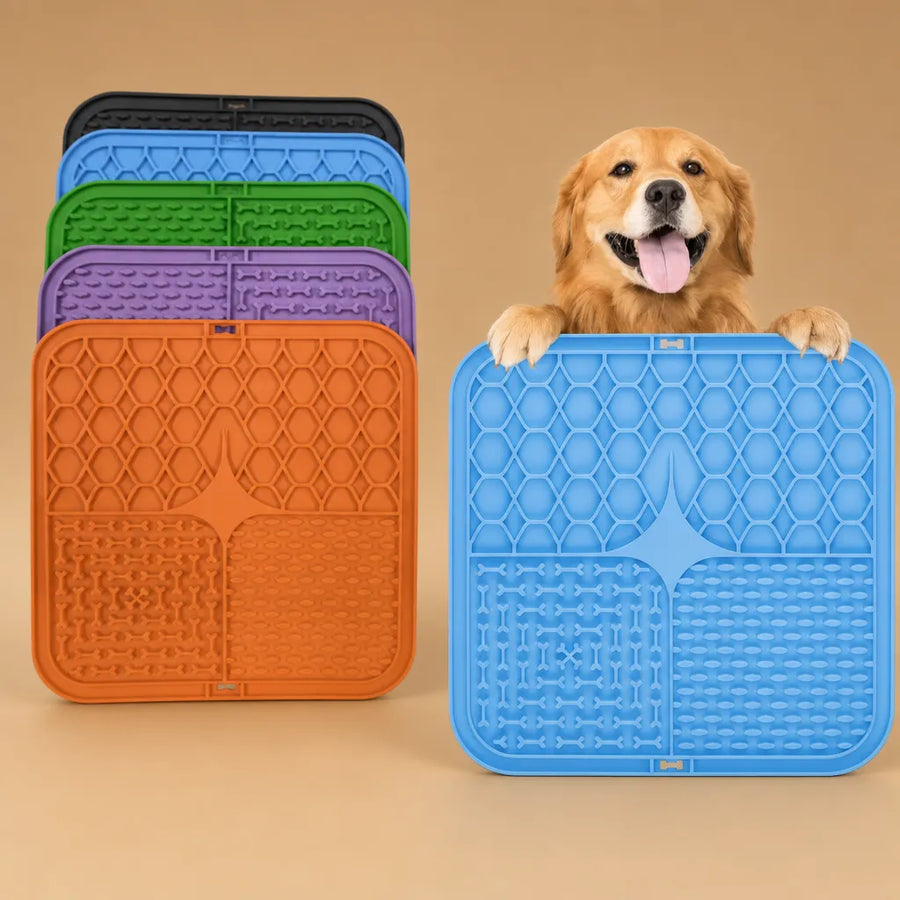 Tapis de léchage pour chien en silicone - Multizone & Ventouses