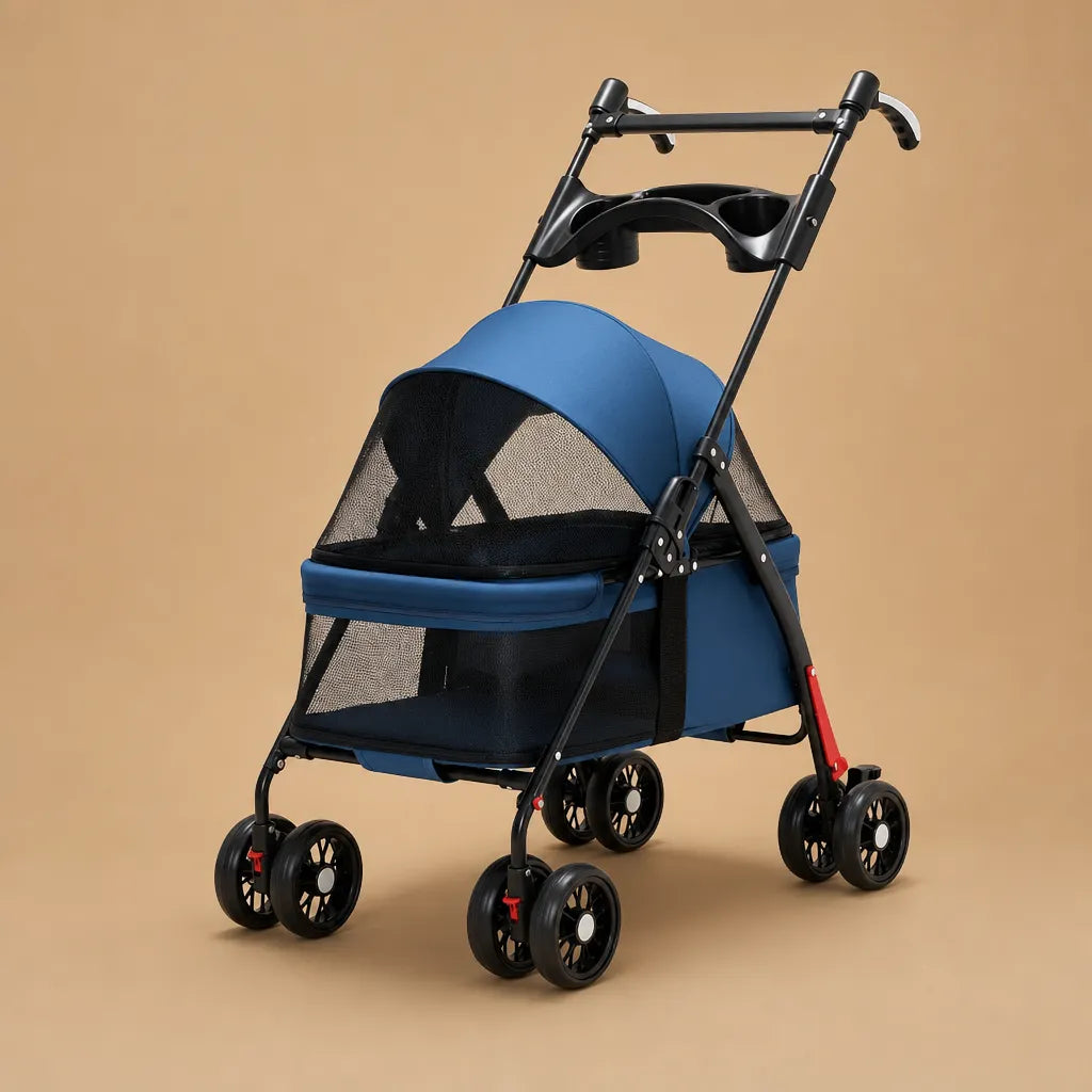 Poussette chien légère pliable - Jusqu'à 15 kg 4 roues