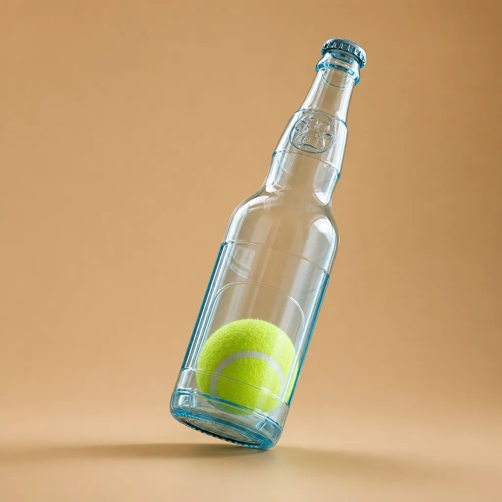 Jouet bouteille chien silicone - Balle tennis intégrée 2 tailles