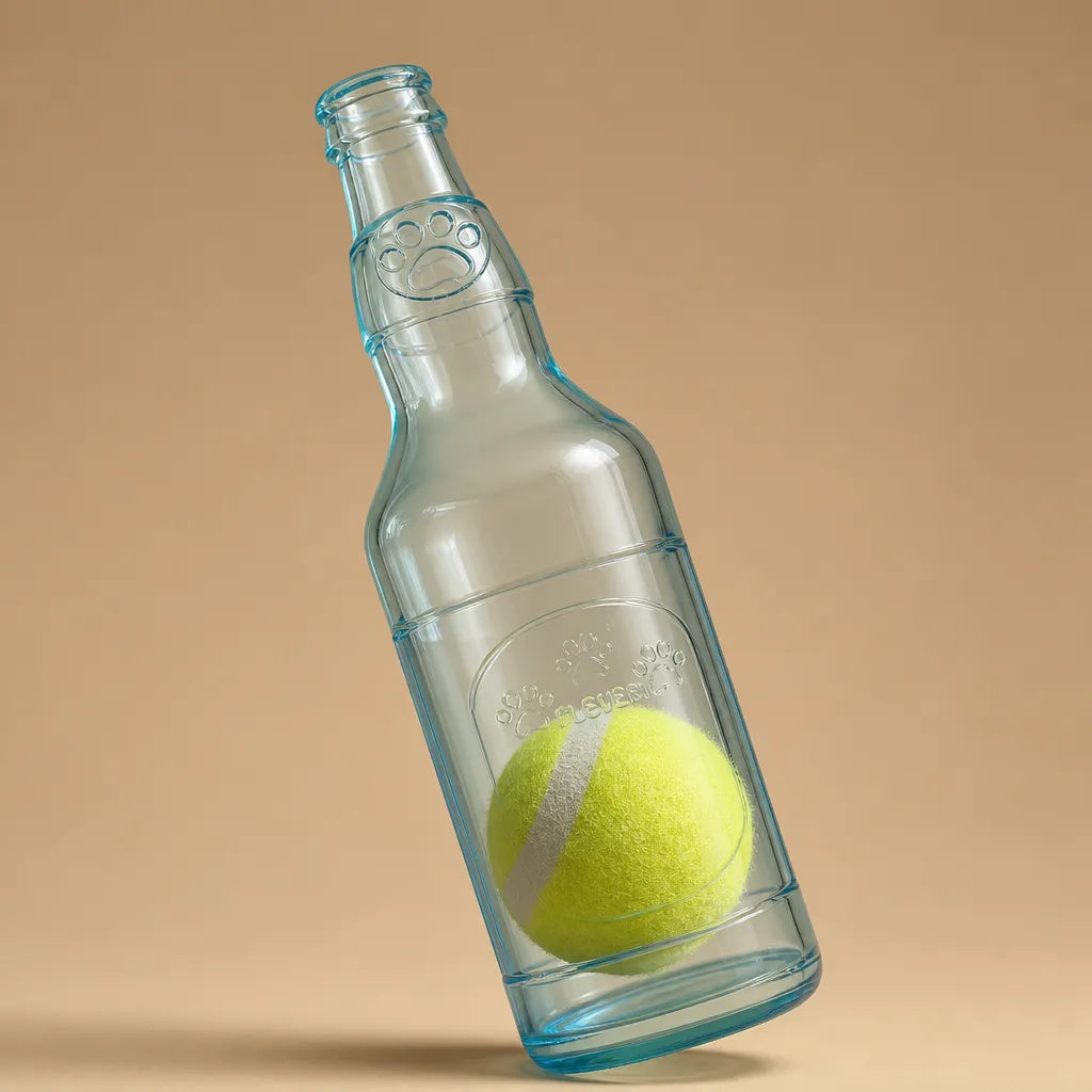 Jouet bouteille chien silicone - Balle tennis intégrée 2 tailles
