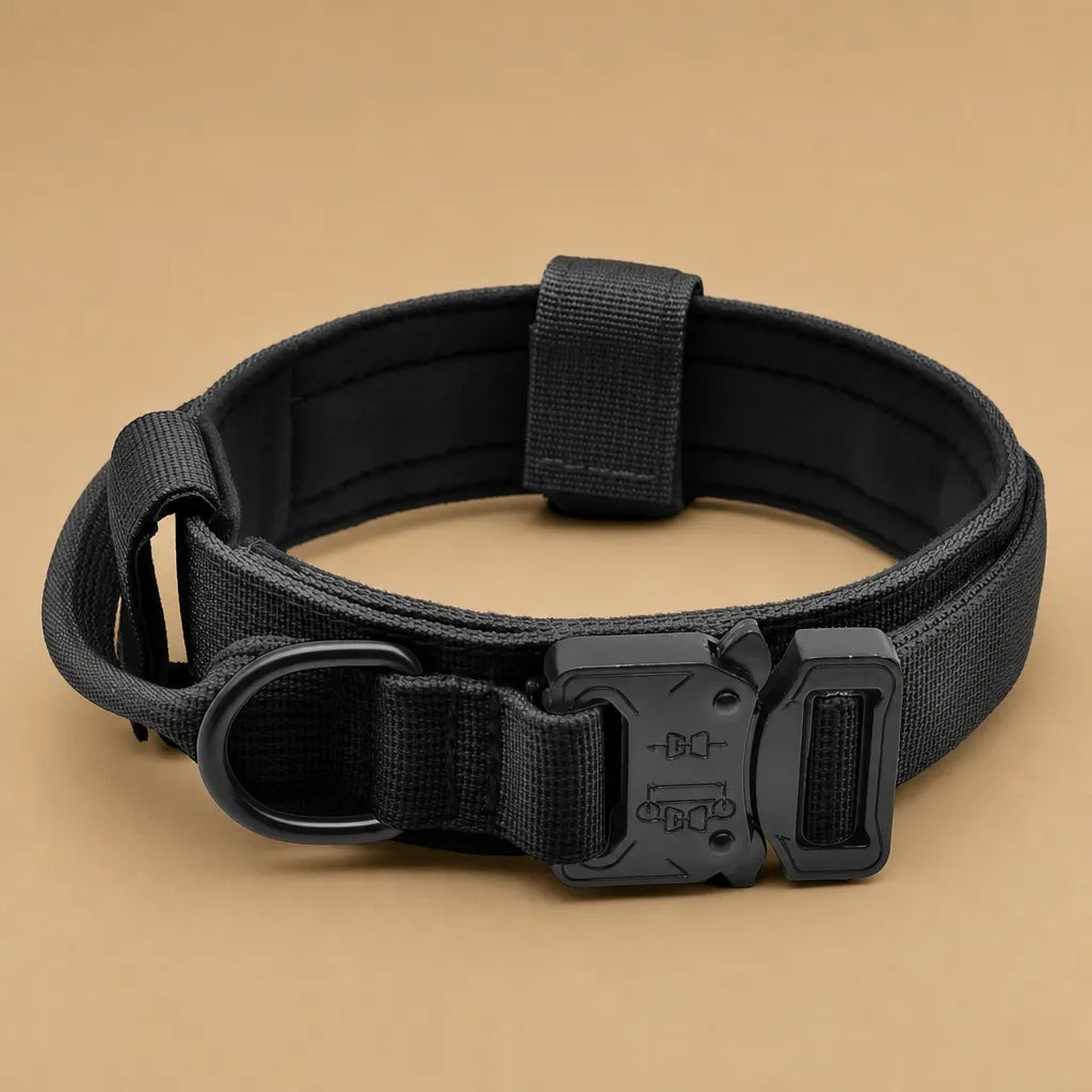 Collier tactique chien - Nylon militaire poignée métal M à XL