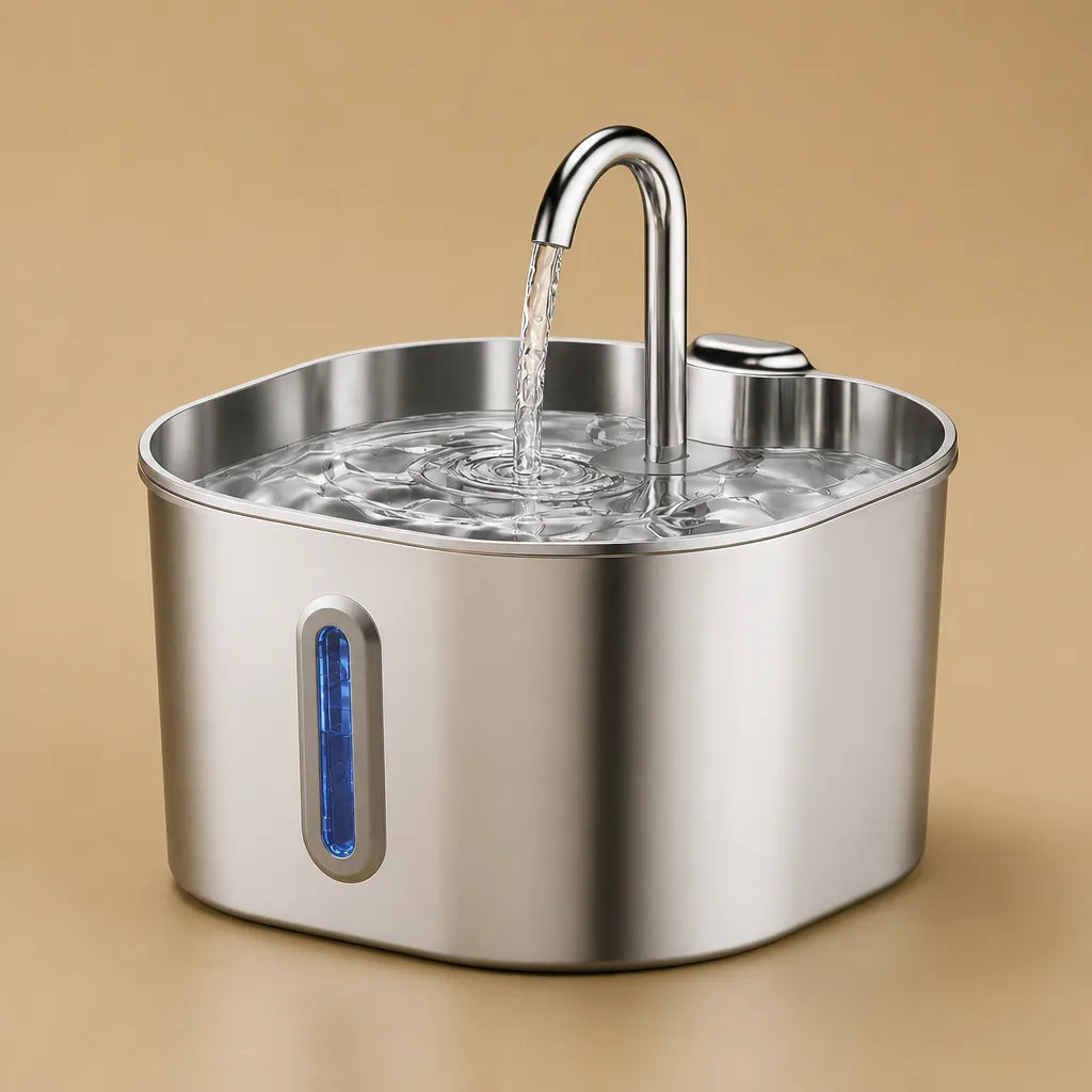 Fontaine chien inox silencieuse filtrée - 2,2 L USB