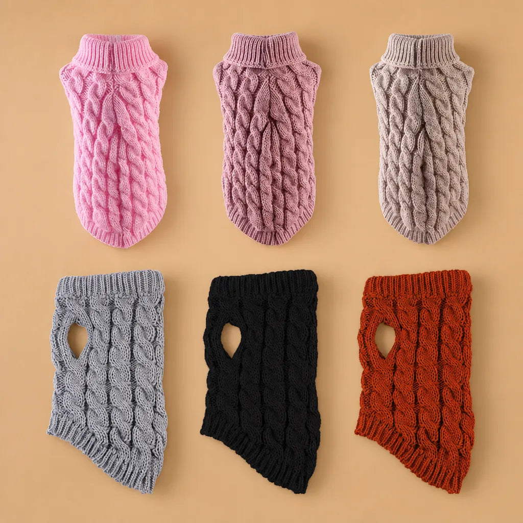 Pull en tricot pour chien torsadé - 7 coloris