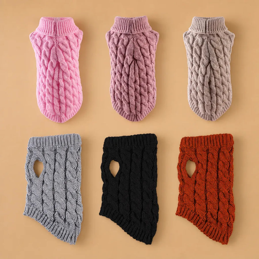 Pull en tricot pour chien torsadé - 7 coloris
