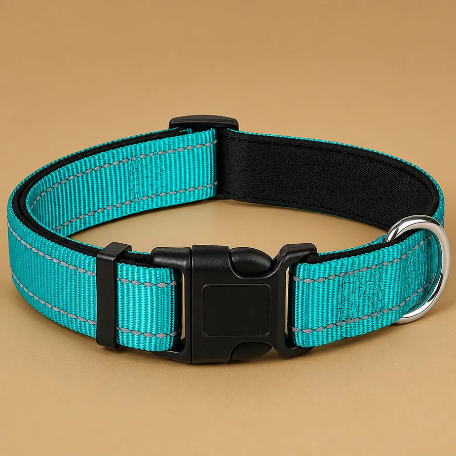 Collier chien réfléchissant - Nylon rembourré S à XL 14 coloris