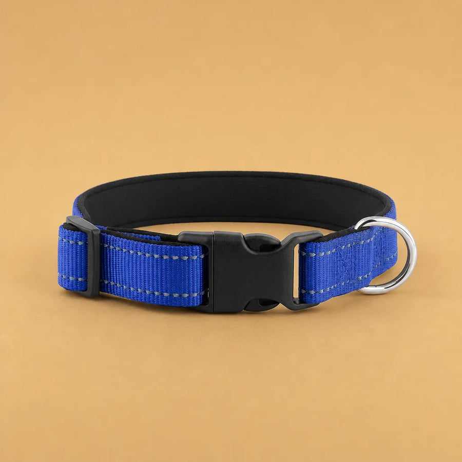 Collier chien réfléchissant - Nylon rembourré S à XL 14 coloris