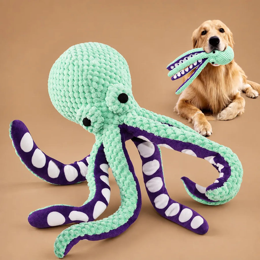 Jouet pieuvre chien sonore - Peluche poulpe interactive résistante