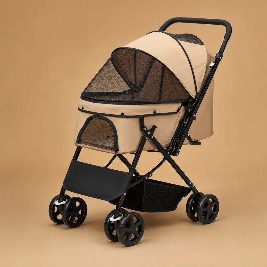 Poussette à chien pliable acier Oxford - Jusqu'à 15 kg 4 roues