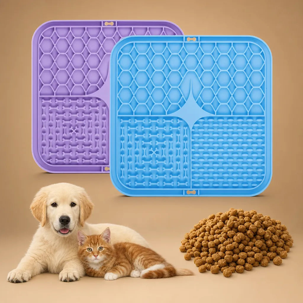 Tapis de léchage pour chien en silicone - Multizone & Ventouses