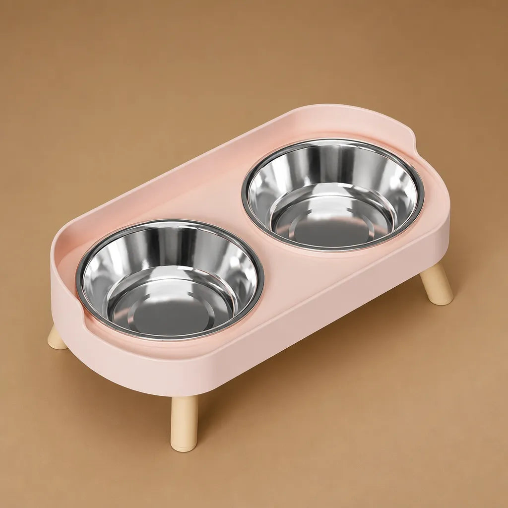 Gamelle haute pour chien - Double bol surélevé acier ou céramique