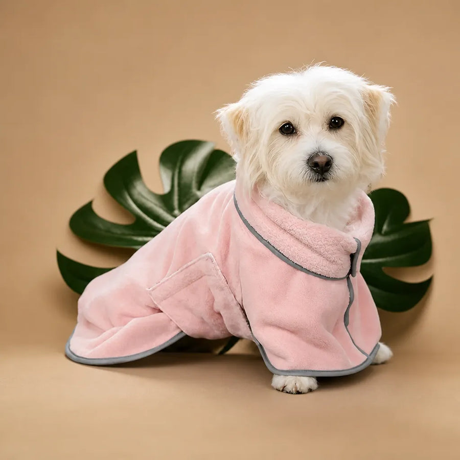 Peignoir chien ultra absorbant - microfibre 2 en 1 séchage