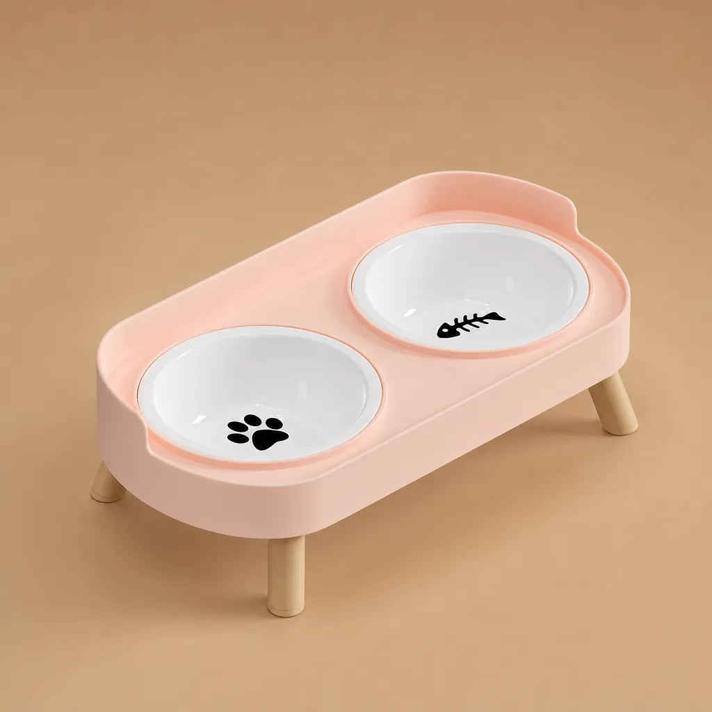 Gamelle haute pour chien - Double bol surélevé acier ou céramique