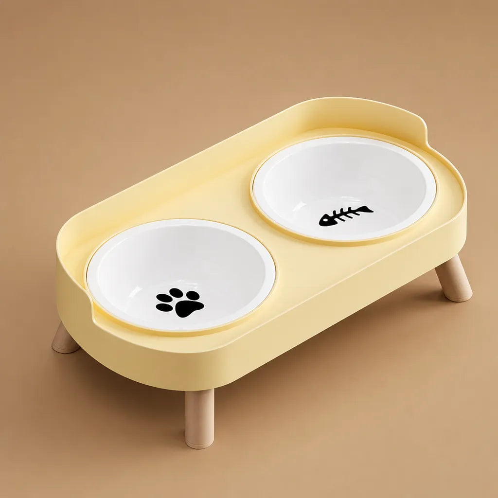 Gamelle haute pour chien - Double bol surélevé acier ou céramique