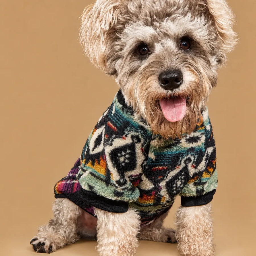Pull chien hiver ethnique en peluche - XS à XXL