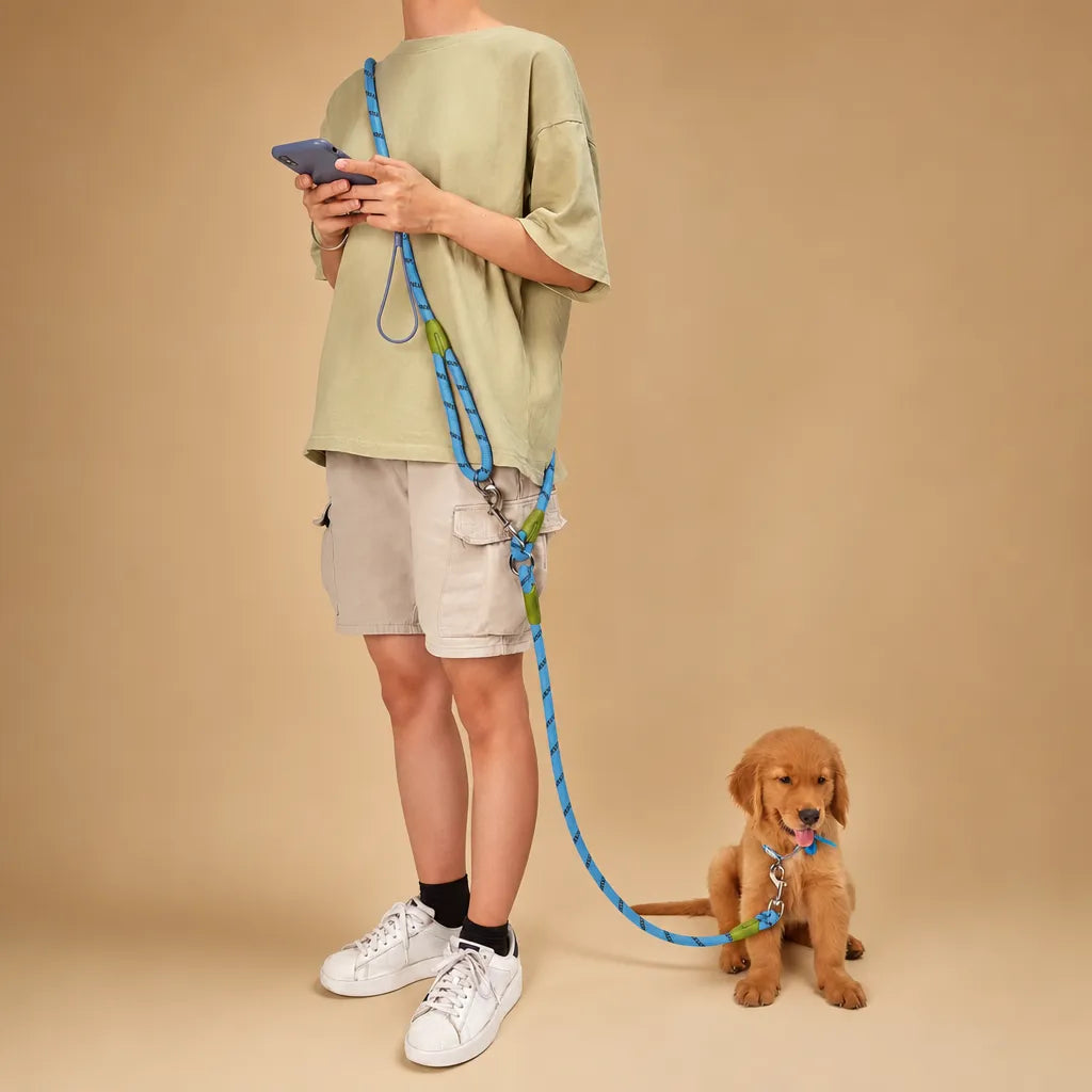 Laisse pour chien mains libres réfléchissante - Nylon