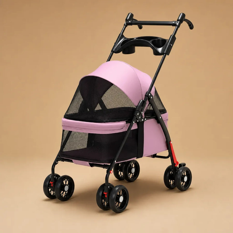Poussette chien légère pliable - Jusqu'à 15 kg 4 roues