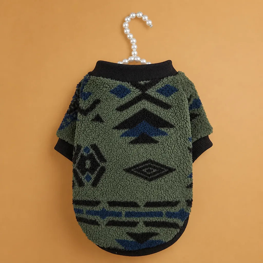 Pull chien hiver ethnique en peluche - XS à XXL