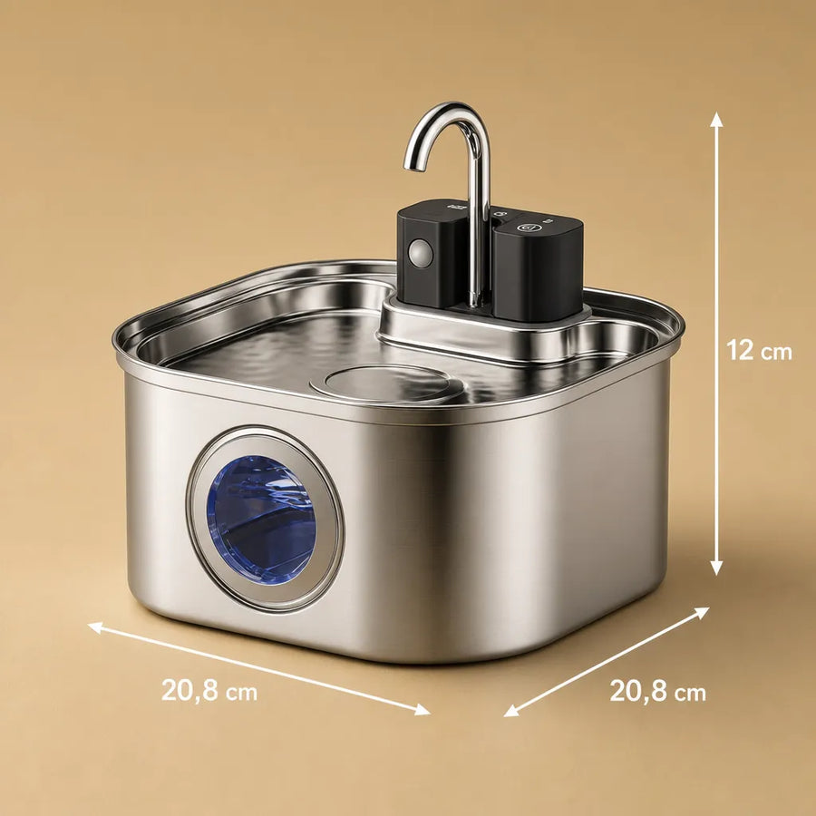 Fontaine à eau pour chien inox automatique - Capteur 3,2 L