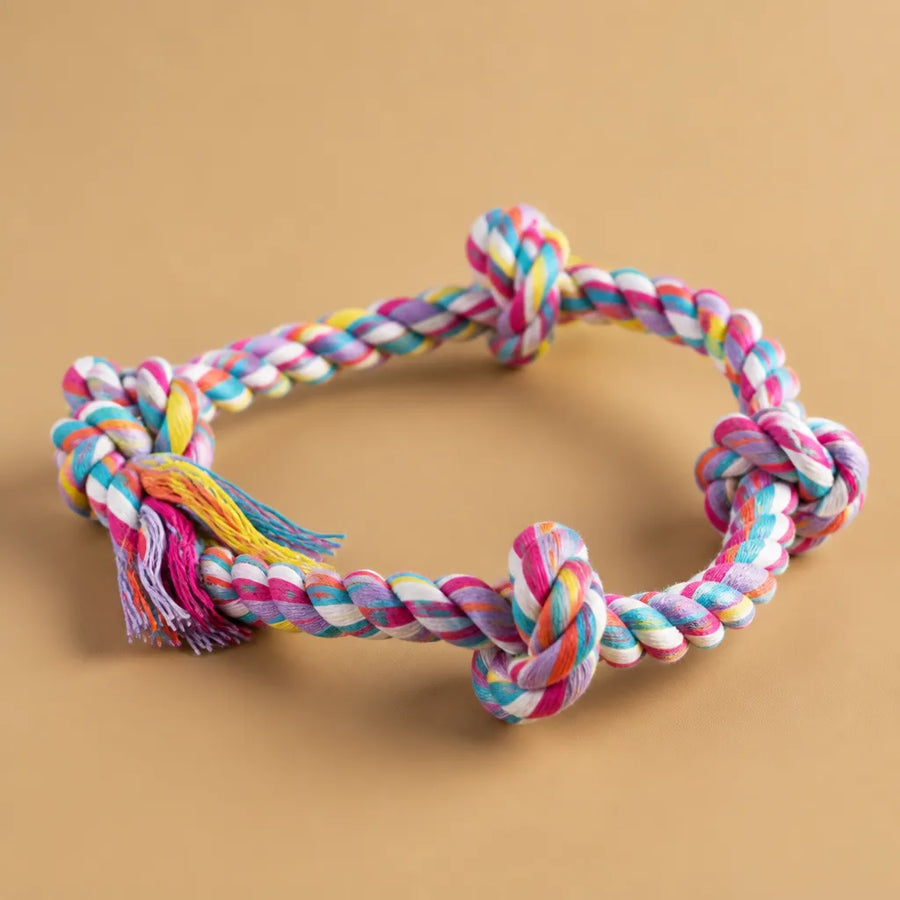 Corde jouet pour chien en coton tressé - Tailles S et L
