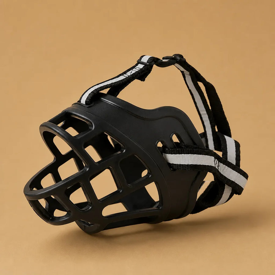 Muselière cage silicone souple - Respirante sangles réfléchissantes