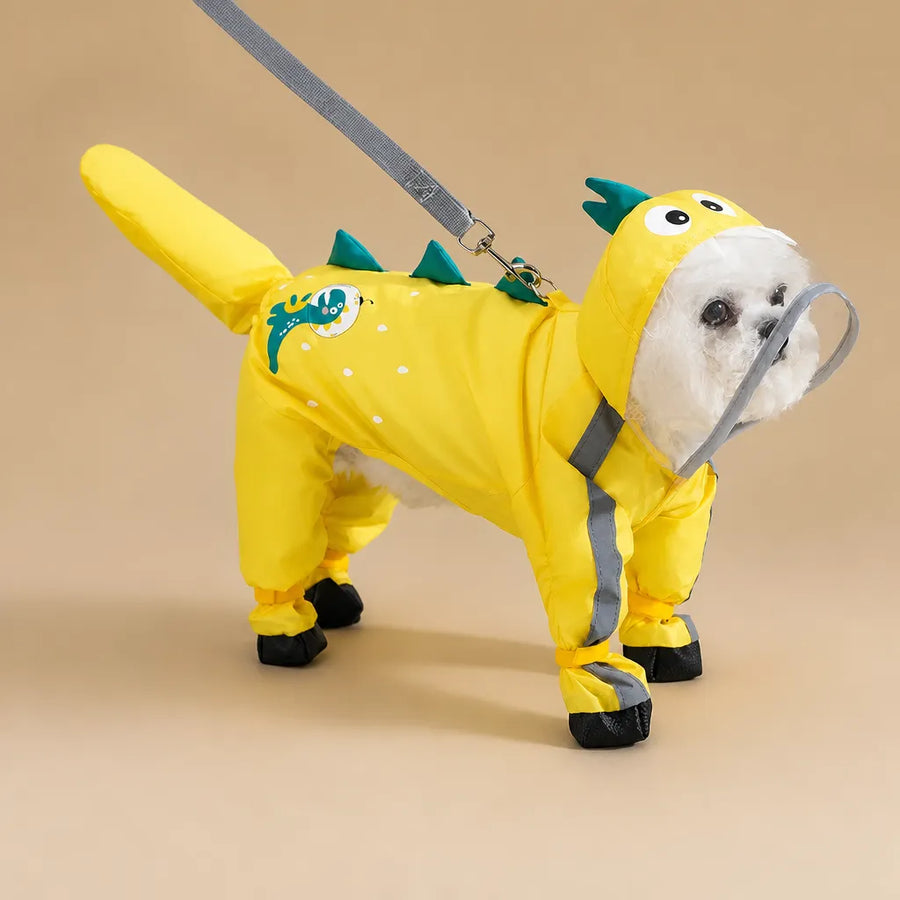 Combinaison imperméable chien - 4 pattes visière incluse