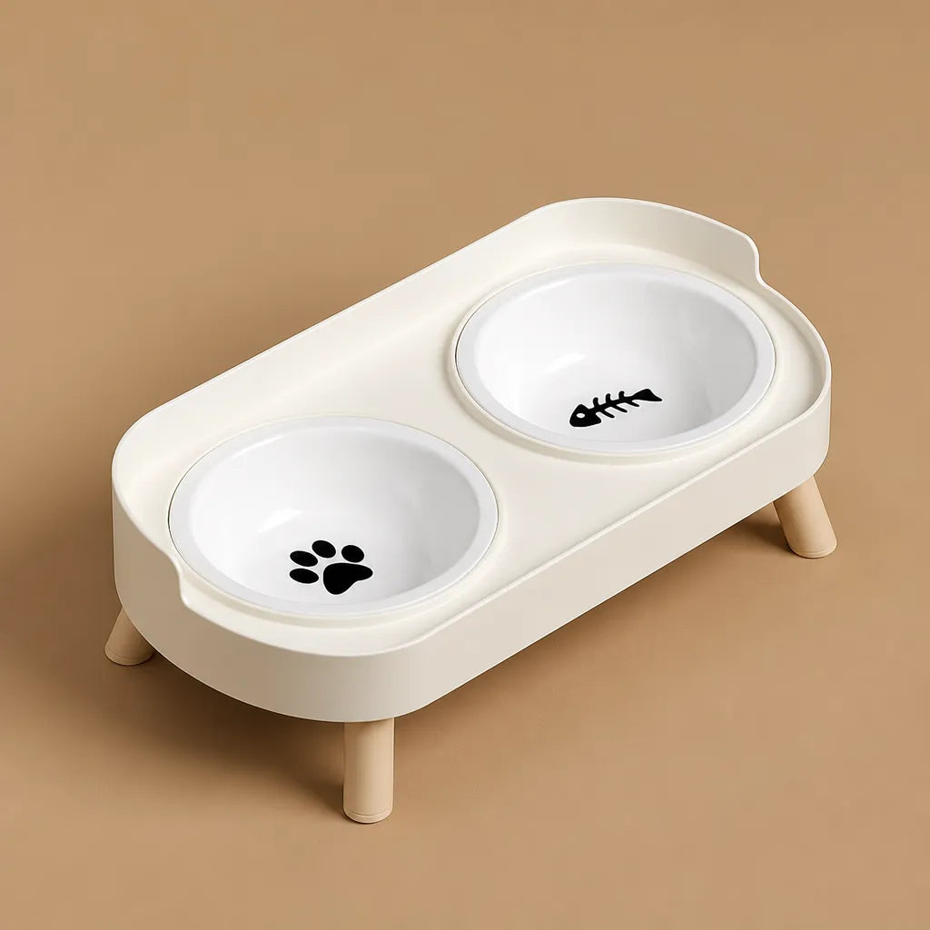 Gamelle haute pour chien - Double bol surélevé acier ou céramique