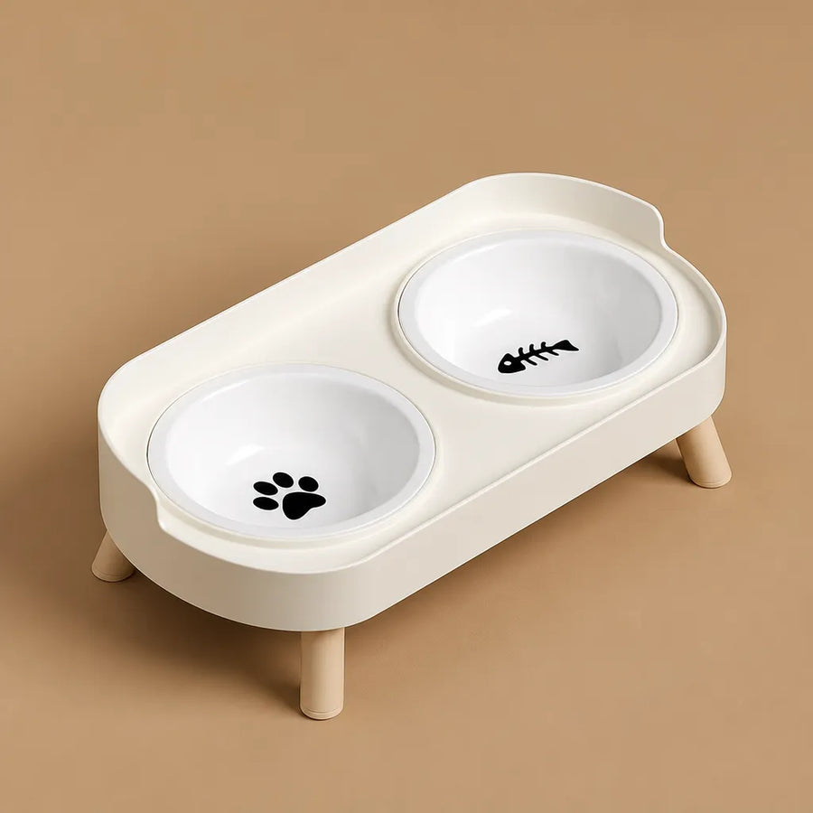 Gamelle haute pour chien - Double bol surélevé acier ou céramique