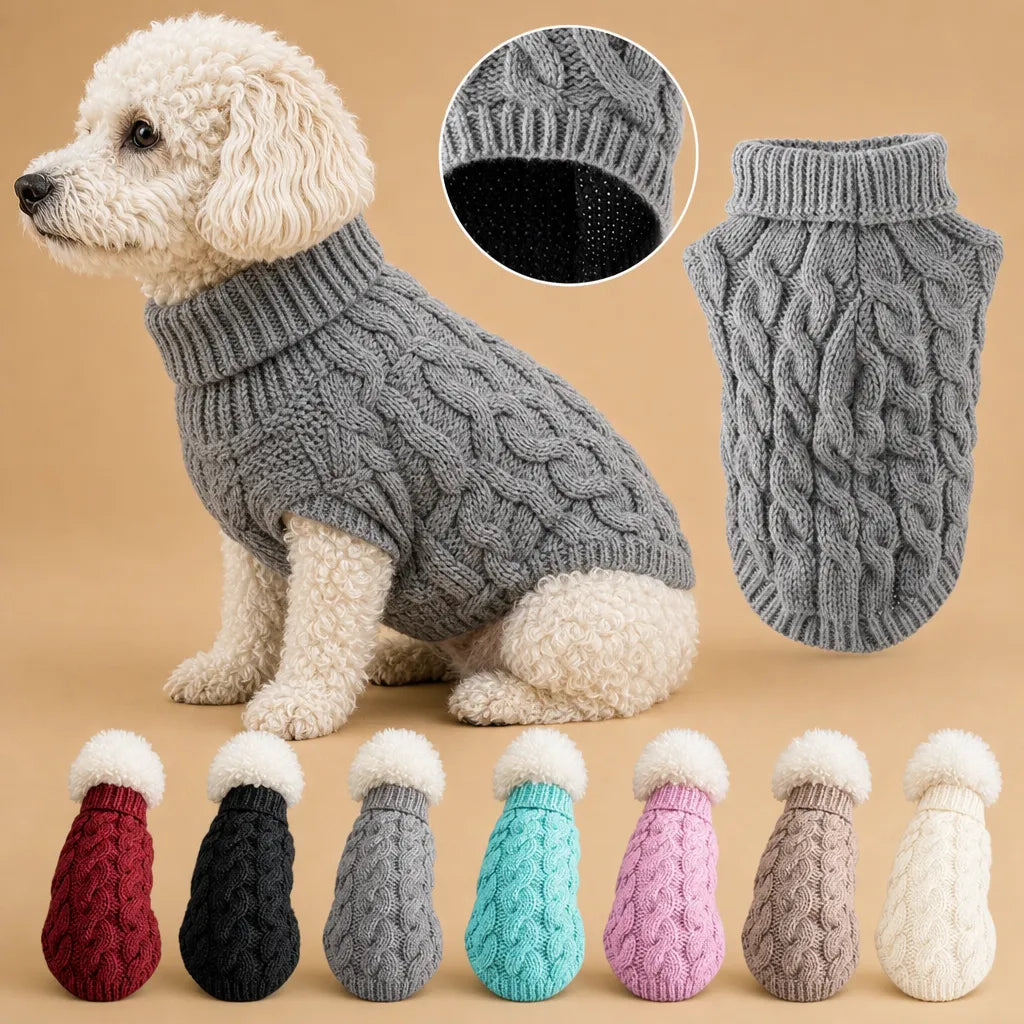 Pull en tricot pour chien torsadé - 7 coloris