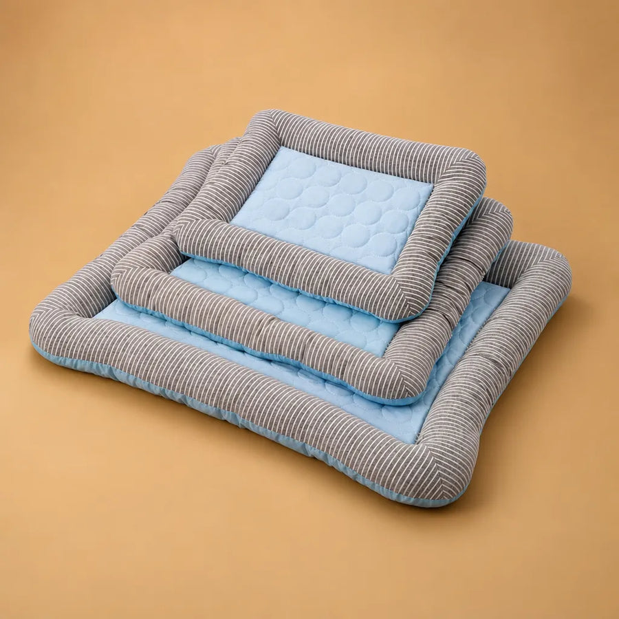 Coussin rafraichissant chien en coton - Rebords moelleux été